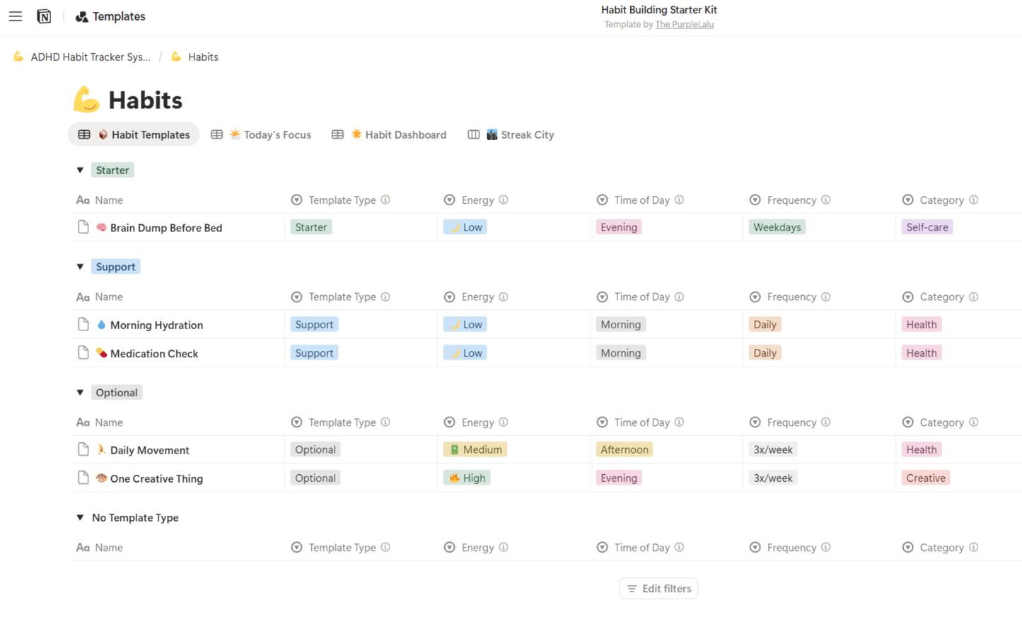Habit building starter kit with habit templates on a white background