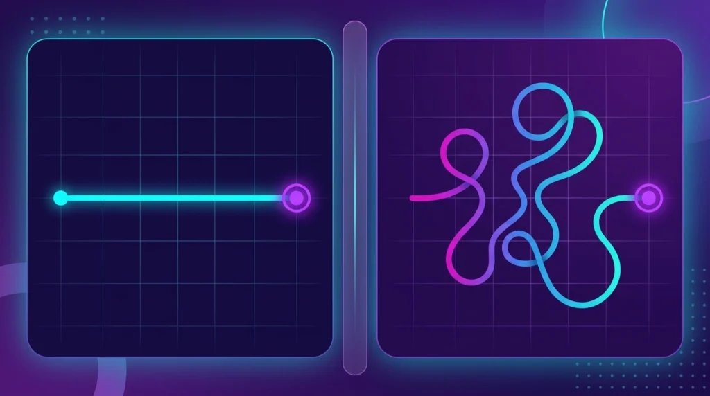 Two contrasting line designs on grids