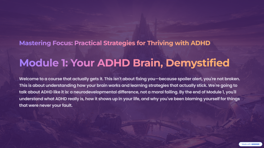 mastering focus: the adhd life system module 1
