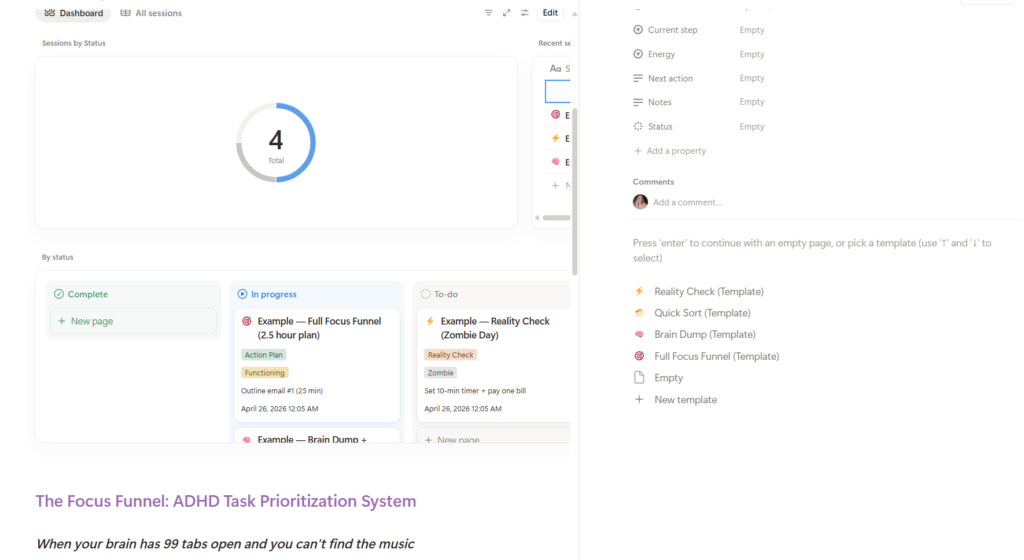 Task management dashboard with tasks