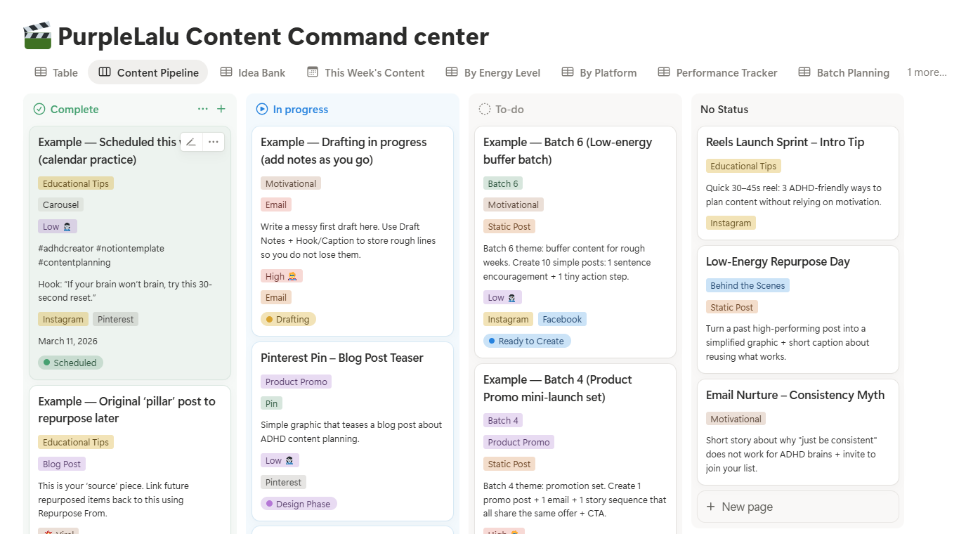 PurpleLalu Content Command Center preview