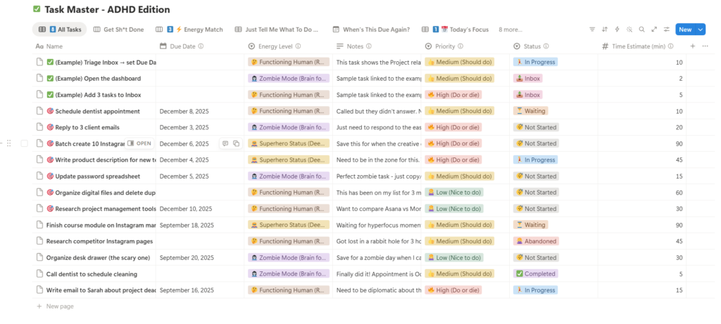 Task Master - ADHD Edition list