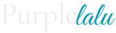 purplelalu primary logo in white and teal