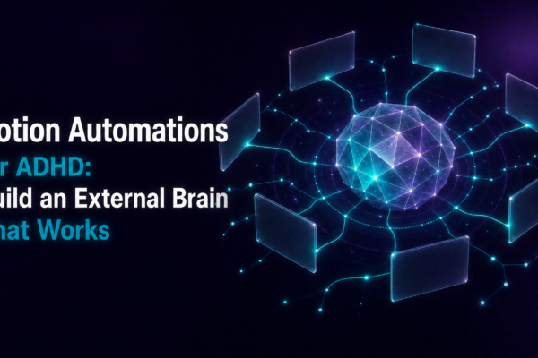 Notion automations for ADHD showing an external brain system that organizes and surfaces tasks automatically