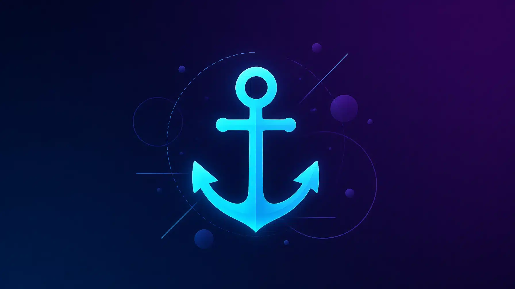 Blue neon anchor graphic